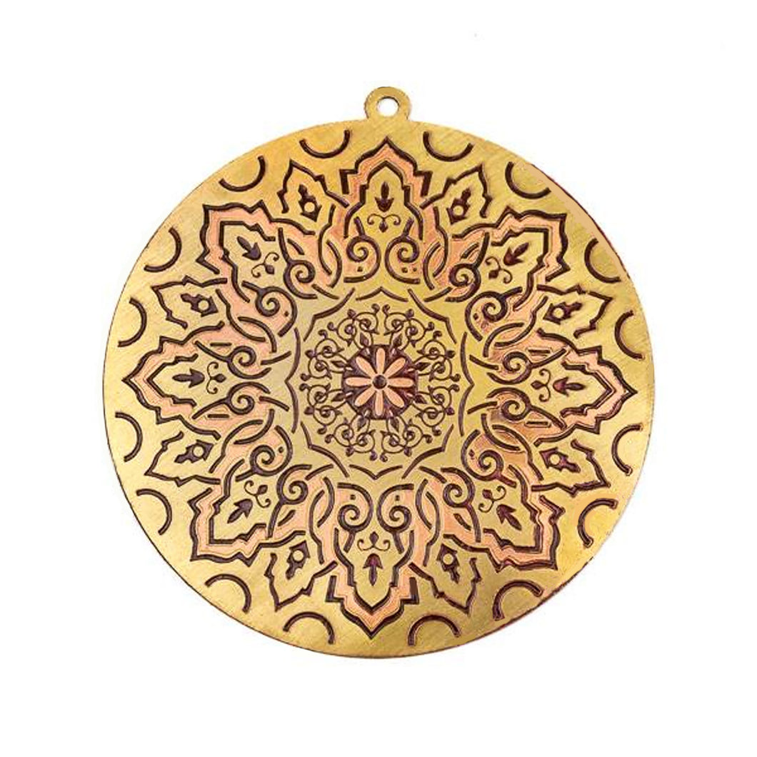 Agni Mandala Enameled Brass Pendant Disc