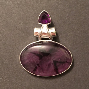 Amethyst Pendant Oval with Faceted Amethyst Gem