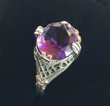 Load image into Gallery viewer, Amethyst Ring 4 Carat 1930&#39;s Retro Design Size 8