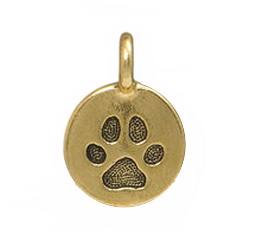 Paw Print Antique Gold Pendant or Charm from TierraCast