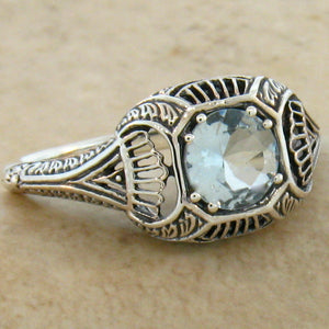 Aquamarine Ring Art Deco ring size 8.25