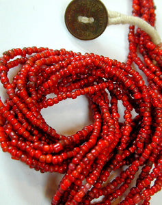 Antique Red Whitehearts Venetian Trade Beads Necklace