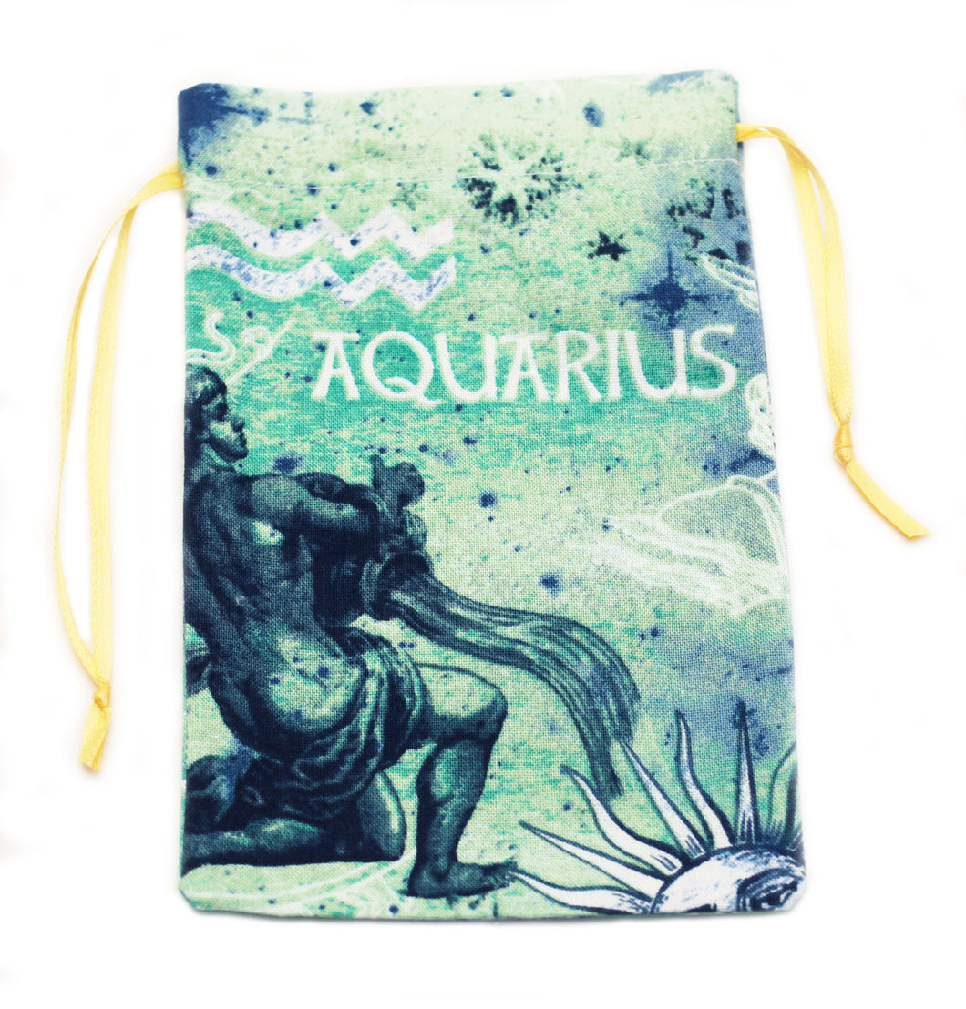 Aquarius Zodiac Sign Cotton Bag for Your Tarot Deck