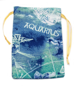 Aquarius Zodiac Sign Cotton Bag for Your Tarot Deck