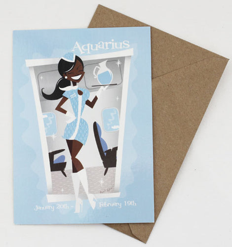 Aquarius Birthday Card Jetson's Style Zodiac Post Card