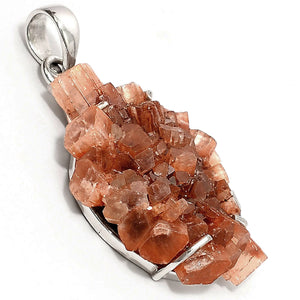 Brown Aragonite Pendant cluster in free form sterling silver setting