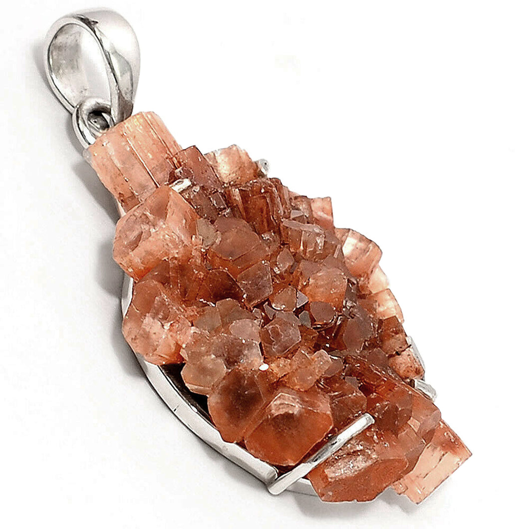 Brown Aragonite Pendant cluster in free form sterling silver setting