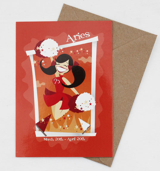 Aries Zodiac Post Card Jetson's Style Aries Birthday Card