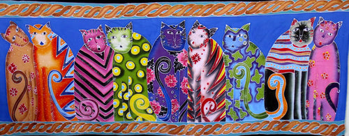 Balinese Batik Cats Wall Hanging Rayon Banner
