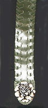 Load image into Gallery viewer, Boho Leather Belt in Basil Green with whip stitching design.  M/L