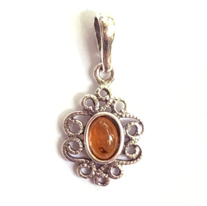 Baltic Amber Pendant Celtic Scroll Design