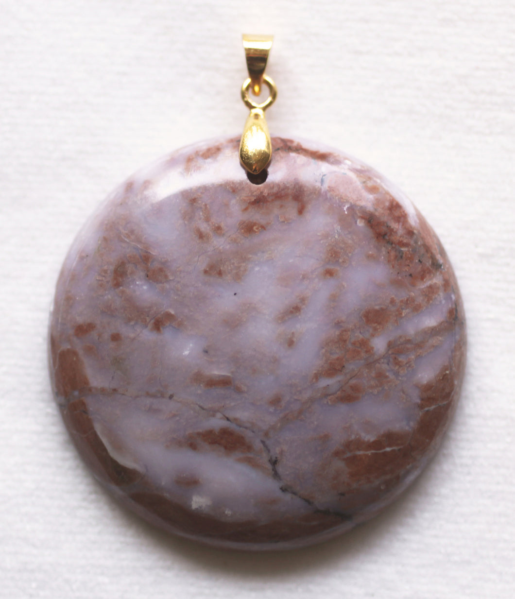 Brown Opal Round Pendant with 14k Gold-Plated Bail for Love