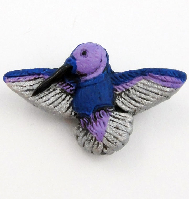 Purple Hummingbird Ceramic Bead