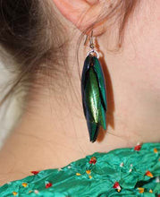 Load image into Gallery viewer, Green Beetle Wing Earrings - Surprisingly Lightweight