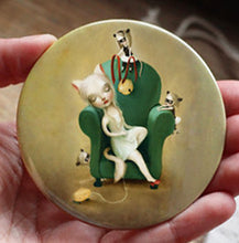 Load image into Gallery viewer, Belling the Cat Pocket Mirror 3 inches big, but very lightweight!