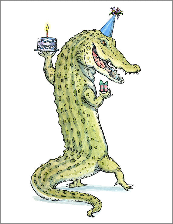 Alligator Birthday Card with Tan Envelope
