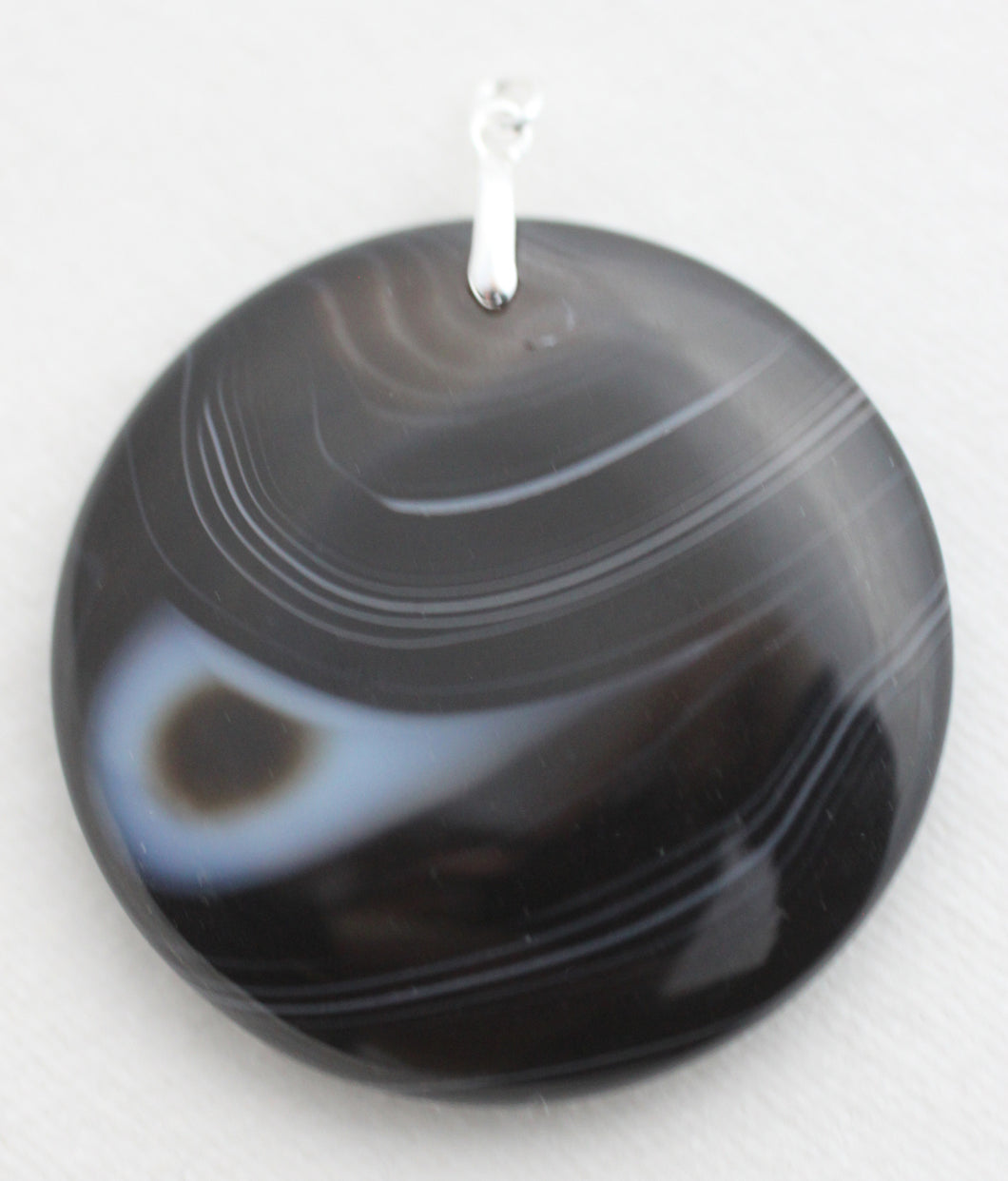 Black Agate Pendant that is Super-Silky and Glassy