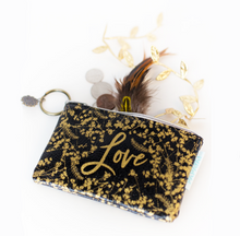 Load image into Gallery viewer, Papaya Coin Purse Black Gilded Flowers Small Coin Pouch
