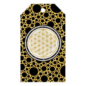 Flower of Life Gift Tag Distinguished Black and Gold Meditation Tool