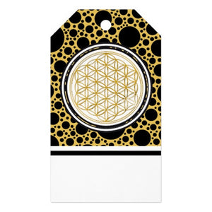 Gift Tag Flower of Life in Black and Gold Ten-Pack