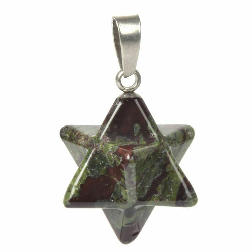 Bloodstone Merkaba Pendant - Sacred Geometry Star of David