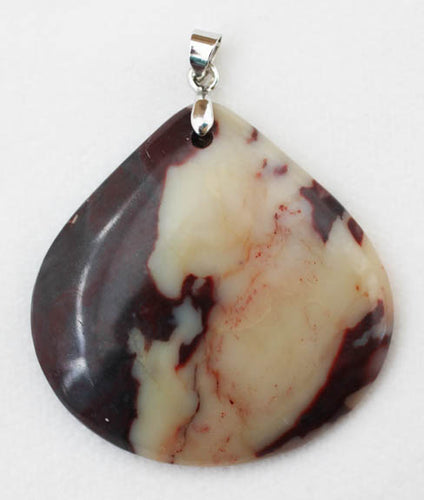 Blossom Opal aka Blossom Agate Pendant in wide pear shape with tiny silver bail.