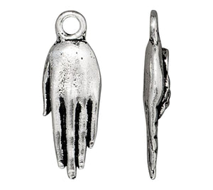 Blossom Hand silver plated pewter charm with antique finish