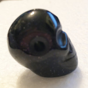 Blue Goldstone Skull Bead 7/8 Inch