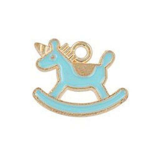 Rocking Horse Charm Blue Enameled Baby Charm