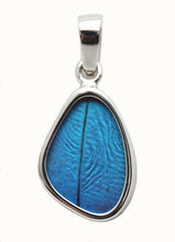 Load image into Gallery viewer, Butterfly Wing Pendant Blue Morpho Butterfly Pendant in Sterling Silver Extra Small