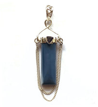 Load image into Gallery viewer, Blue Owyhee Opal and Iolite Sterling Silver Column Pendant