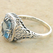 Load image into Gallery viewer, Blue Topaz Ring size 9 Victorian reproduction
