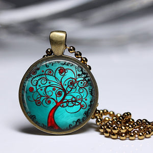 Tree of Life Pendant set in Brass with 18 inch brass ball chain. Creepy-Good
