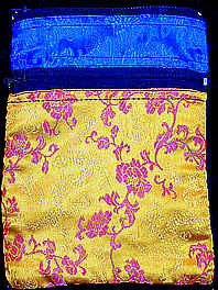 Tarot Deck Bag in Blue and Orange Rayon Brocade and Cotton Velvet