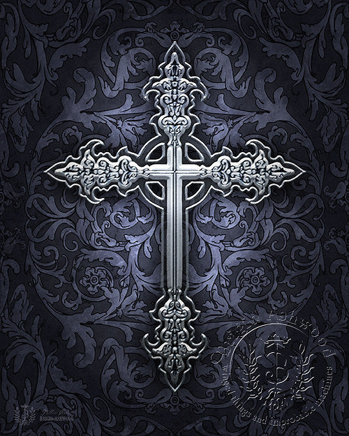 Gothic Cross Art Print by Brigid Ashwood