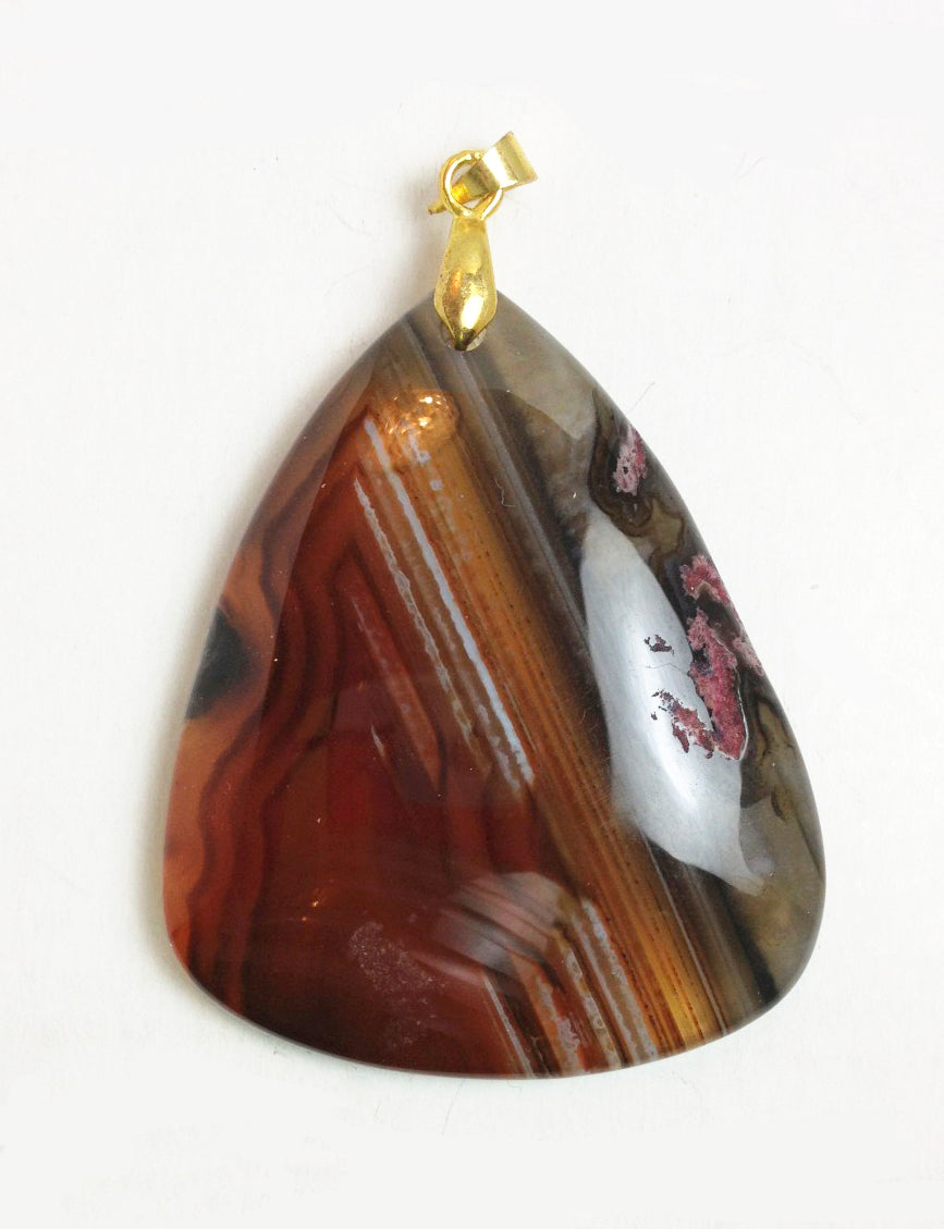Brown Lace Agate Pendant with 14k Gold-Plated Bail
