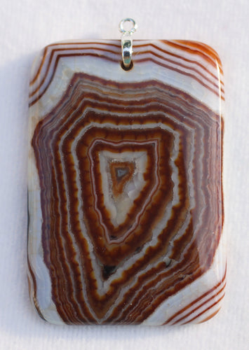 Brown Onyx Pendant oblong shape with Silver Bail