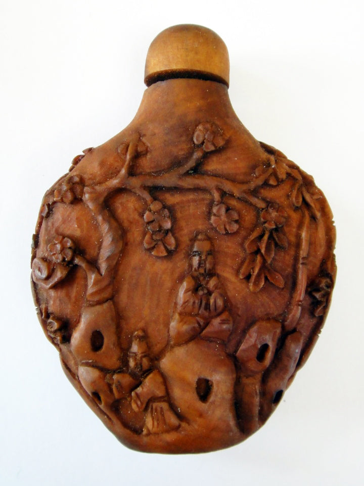 Buddha Hand-Carved Boxwood Perfume Bottle - very special
