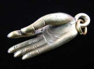 Buddha Hand Charm in Silver-Plated Brass