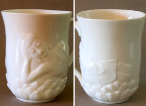 White Porcelain Buddha Mug with Lotus Lid Reclining Buddha