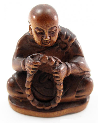 Seated Buddha Bead Boxwood Netsuke