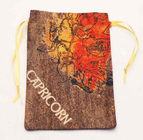 Capricorn Zodiac Sign Cotton Drawstring Bag for Your Tarot Deck