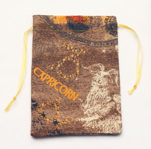 Capricorn Zodiac Sign Cotton Drawstring Bag for Your Tarot Deck