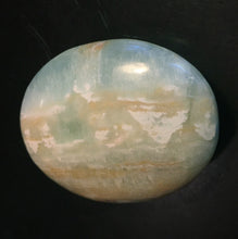 Load image into Gallery viewer, Caribbean Blue Calcite Palm Stone 3.2 oz looks like the ocean