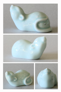 Chinese Year of the Rat Figurine Celadon Glazed Porcelain