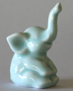 Elephant Figurine Celadon Porcelain Sitting Baby Elephant