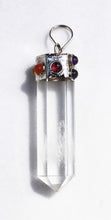 Load image into Gallery viewer, 7 Chakra Gemstone studded Clear Quartz Point Pendant
