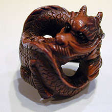 Coiled Dragon - Hand Carved Boxwood Ojime Bead