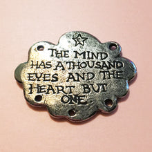 Load image into Gallery viewer, Eye in a Cloud Pendant in Pewter by Green Girl Studios with Francis William Bourdillon Quote