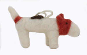 Spotted Terrier Felted Ornament